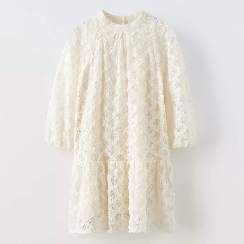 Zara Cream Lace Kids Formal Dress